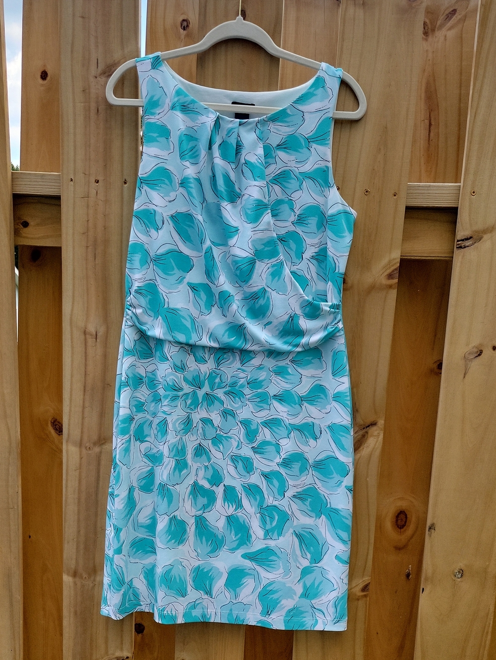 Ann Taylor White and Teal Floral Midi Dress